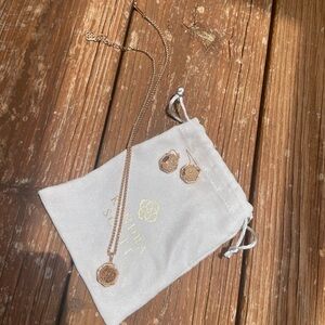 Kendra Scott Rose Gold Hexagon Necklace and Earrings Set